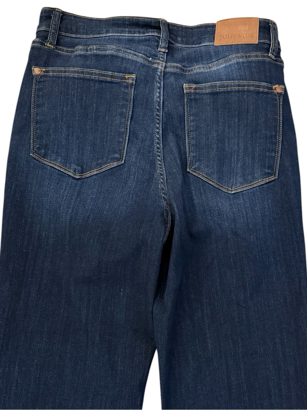 Judy Blue Straight Jeans 11/30 High Rise Dark Wash Raw Hem Stretch Fits 30x28 - Picture 4 of 15